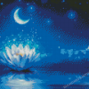 Flower In Water And Crescent Moon Diamond Painting
