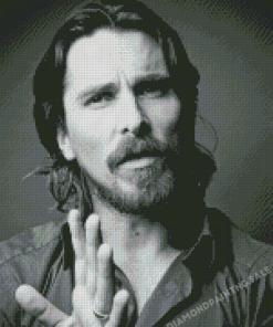 Black And White Christian Bale Diamond Painting