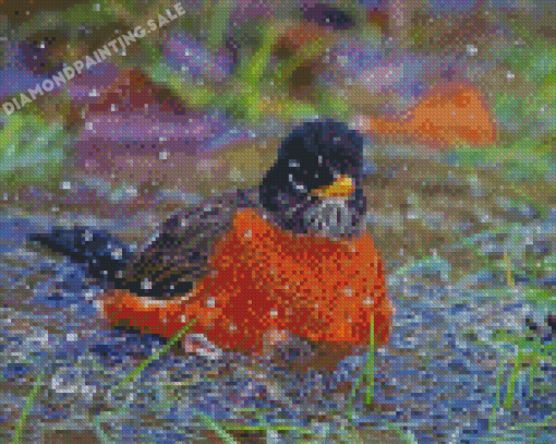 Cute Birds In Water Diamond Painting