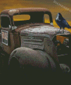 Vintage Truck And Crow Diamond Painting