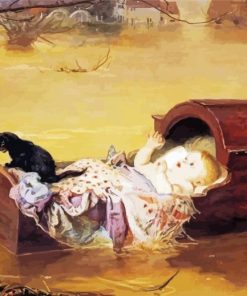 Abandoned Child And Cat Art Diamond Painting