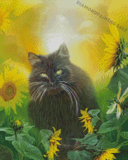 Aesthetic Cat And Sunflower Diamond Painting