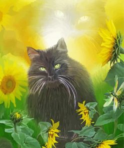 Aesthetic Cat And Sunflower