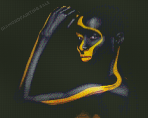 Aesthetic Lady with Black And Yellow Face Diamond Painting