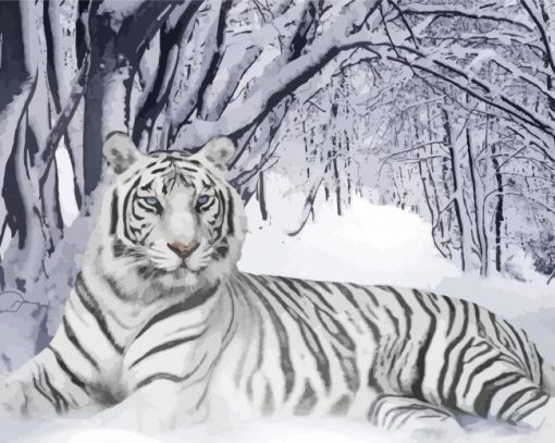 Aesthetic White Siberian Tiger Diamond Painting