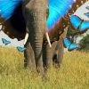 Blue Butterflies Elephant Diamond Painting