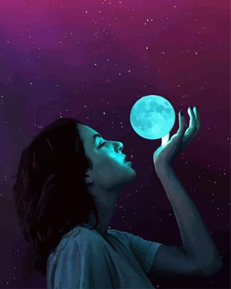 Girl With Moon Diamond Painting