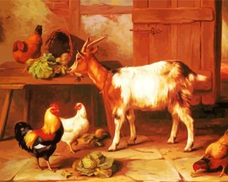 Goat And Chickens Diamond Painting