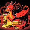 Little Dragon With Books Diamond Painting