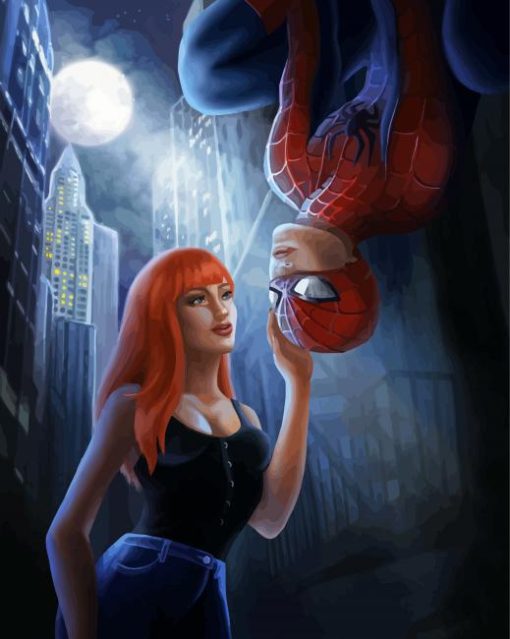 Spider Man And Mary Jane At Night Art Diamond Painting