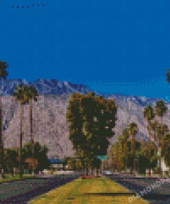 Trees In Between And On Side Of Roads Palm Springs Diamond Painting