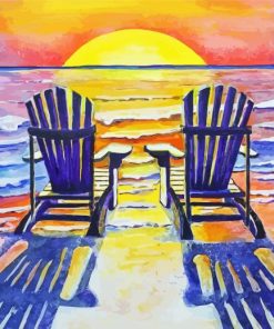 Adirondak Chairs Sunset Art Diamond Painting