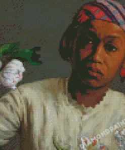 African Black Woman With Flowers Diamond Painting