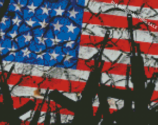 American Flag With Rifles Diamond Painting