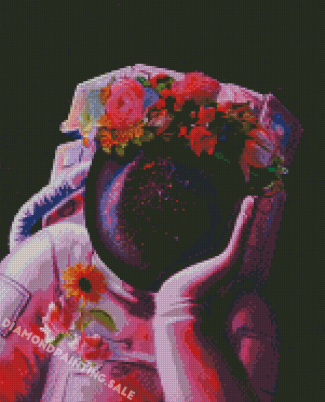 Astronaut And Flower Diamond Painting