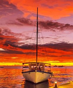 Boat Sunset Diamond Painting