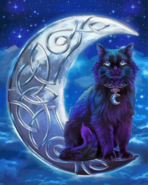 Celtic Black Cat By Brigid Ashwood Diamond Painting