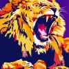 Lion Roaring Pop Art Diamond Painting