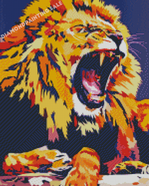 Lion Roaring Pop Art Diamond Painting