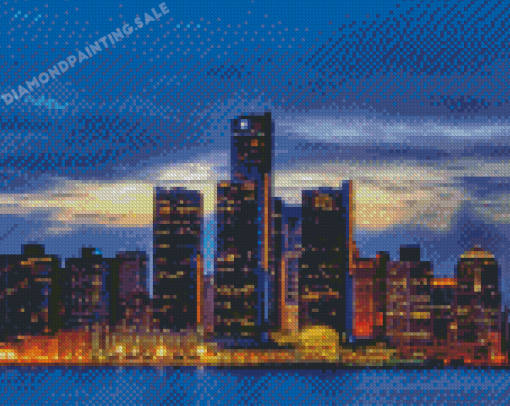 Michigan Detroit Skyline Diamond Painting