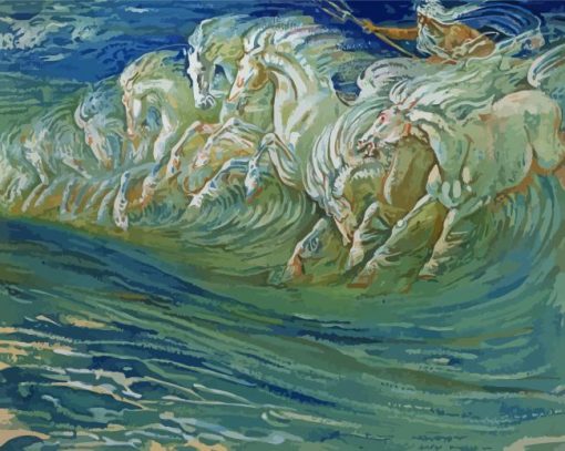 Neptunes Horses By Walter Crane Diamond Painting