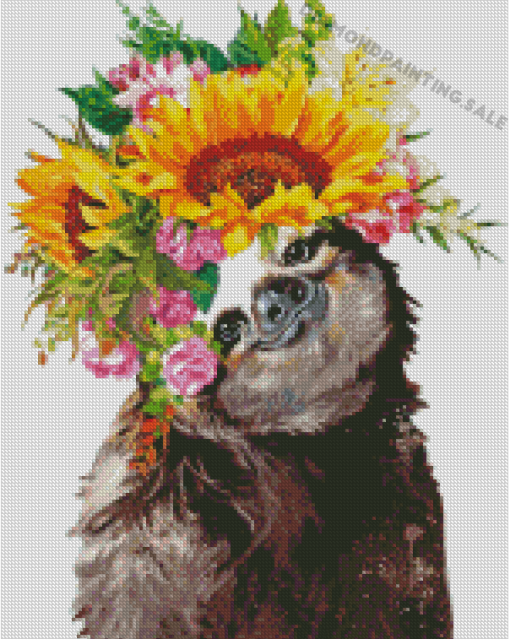 Sunflower And Sloth Diamond Painting