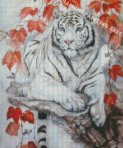 White Tiger In Autumn Diamond Painting