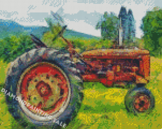 Abstract Red Tractor Diamond Painting