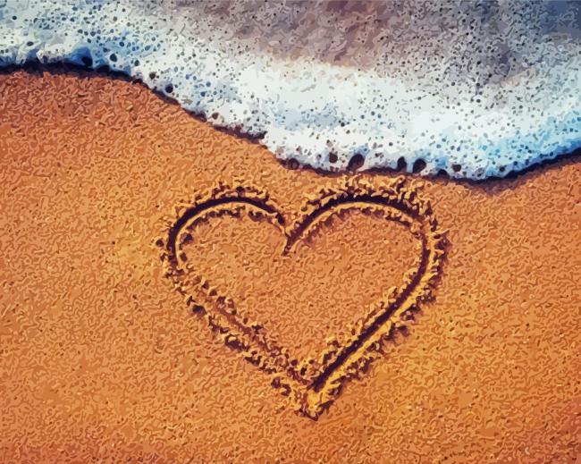 Aesthetic Beach Heart Diamond Painting