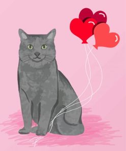 Aesthetic Cat With A Heart Balloons Diamond Painting