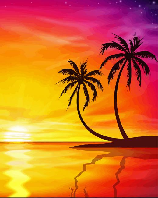 Aesthetic Sunset Palm Tree Diamond Painting