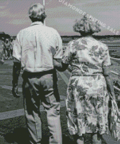 Black And White Sweet Old Couple Diamond Painting