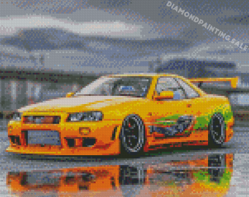 Orange GT R34 Skyline Diamond Painting