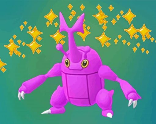 Purple Heracross Pokemon Diamond Painting