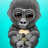 Baby Gorilla with Football Diamond Painting