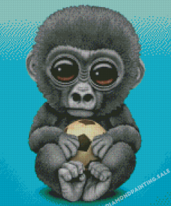 Baby Gorilla with Football Diamond Painting