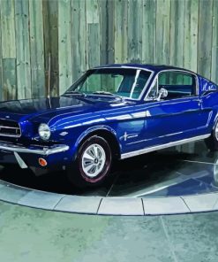 Blue 72 Ford Mustang Car Diamond Painting