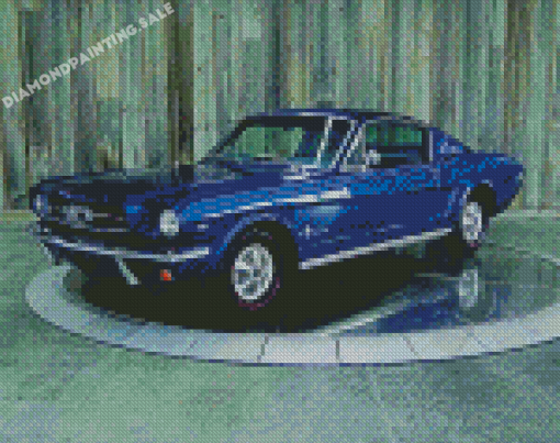 Blue 72 Ford Mustang Car Diamond Painting
