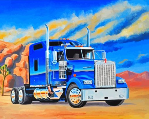 Blue Kenworth Truck Art Diamond Painting