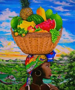 Caribbean Girl Holding Fruits Diamond Painting