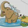 Cartoon Elephant Bathing Diamond Painting