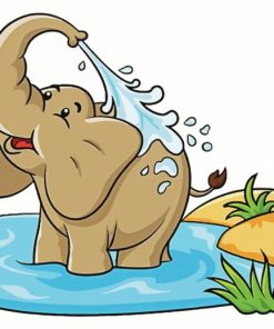 Cartoon Elephant Bathing Diamond Painting