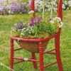 Flowers In Red Chair Diamond Painting