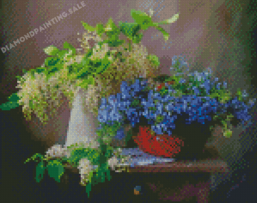 Forget Me Nots And Bird Cherry Flowers Diamond Painting