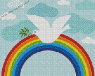 Illustration Rainbow With Dove Diamond Painting