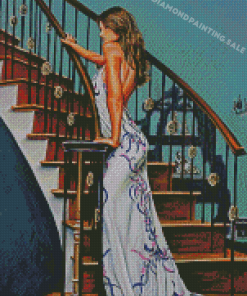 Lady On Stair Diamond Painting
