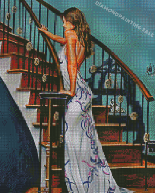 Lady On Stair Diamond Painting