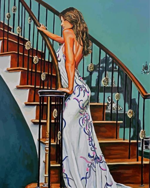 Lady On Stair Diamond Painting