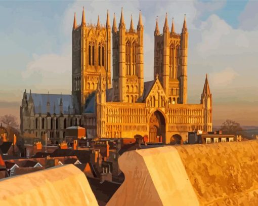 Lincoln Cathedral At Sunset Diamond Painting