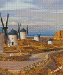 Mancha Windmills Spain Diamond Painting